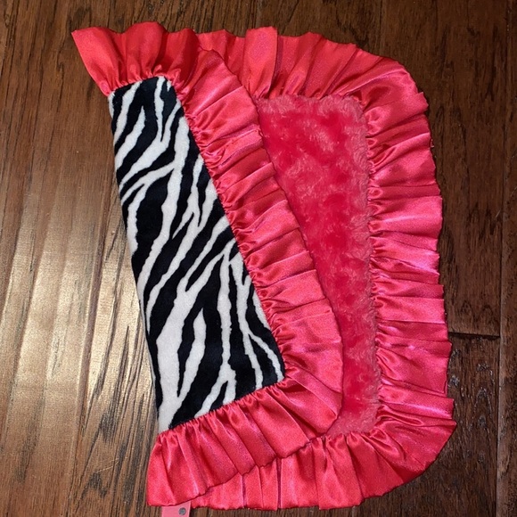 Little Yellow Chick pink zebra soft lovey blanket - Picture 4 of 14